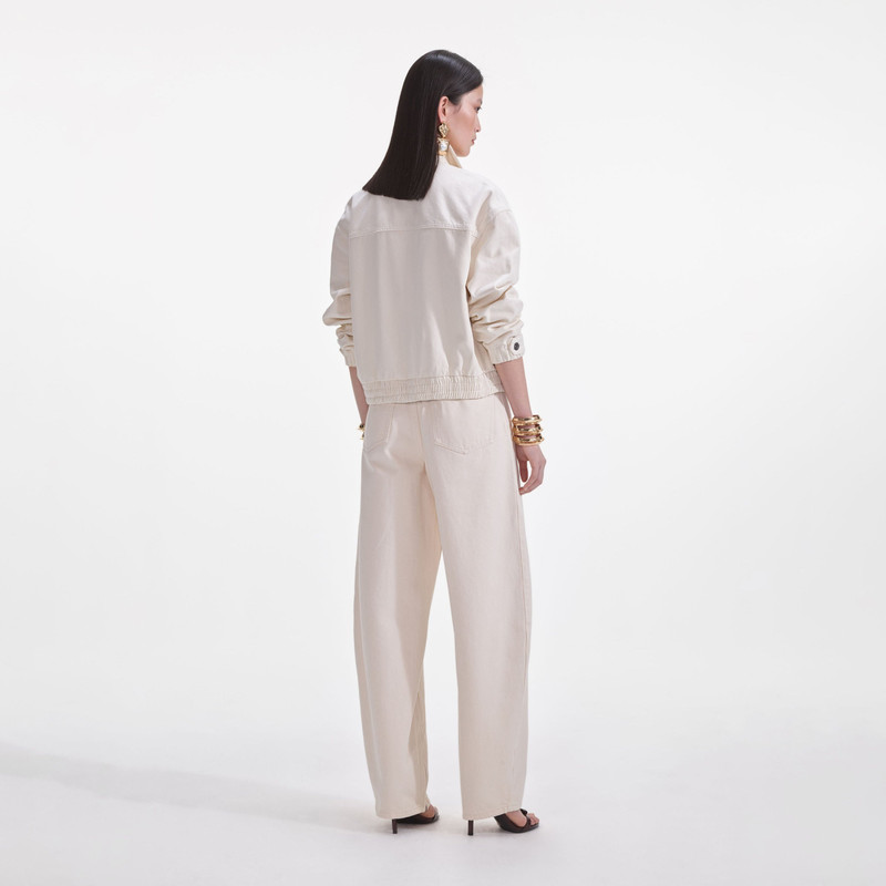 self-portrait Cream Lightweight Denim Jacket outlook