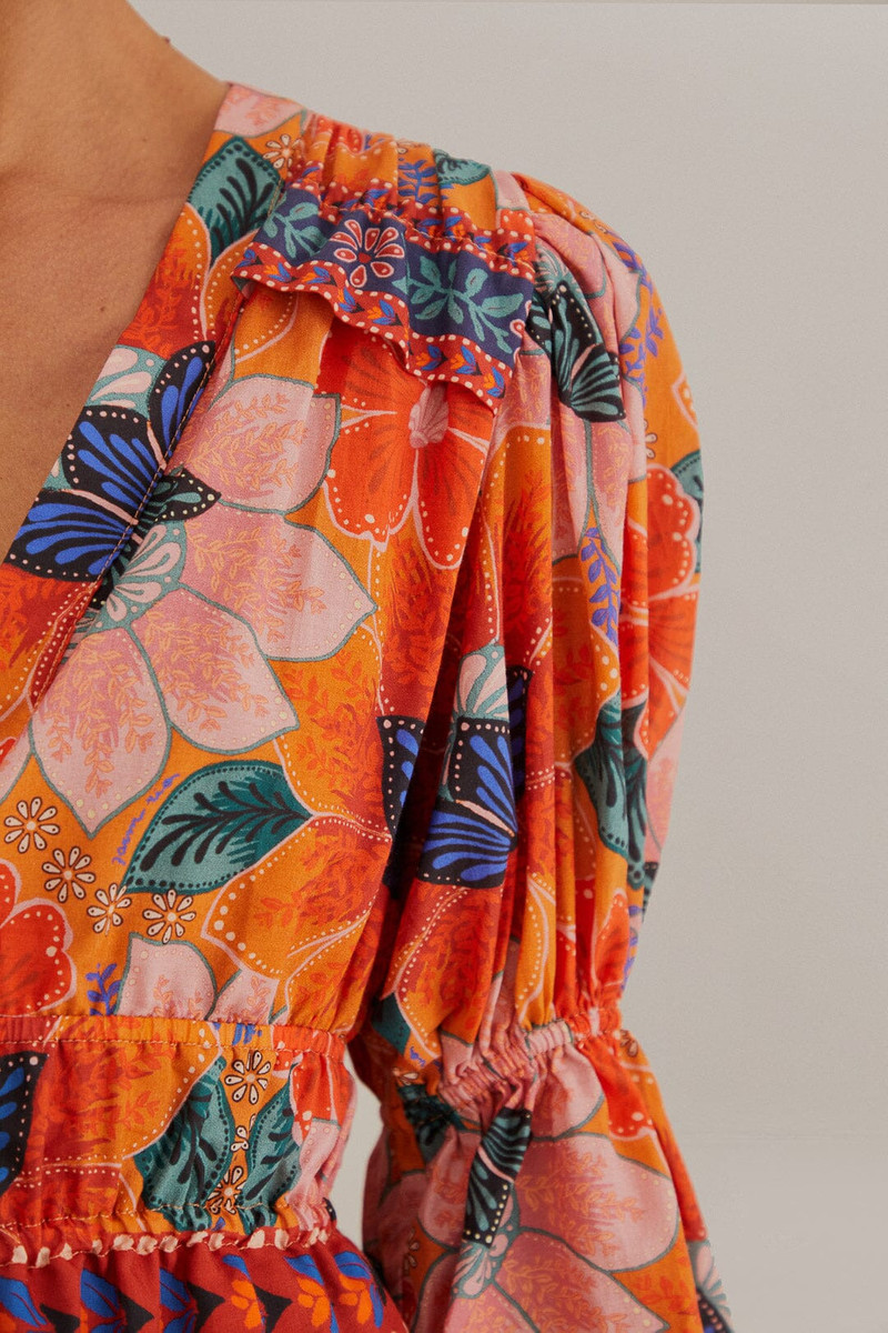 Orange Marias Floral Long Sleeve Blouse 5