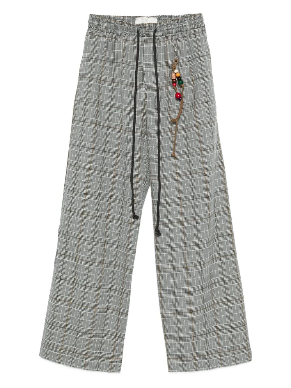 checked drawstring-waist pants - 1