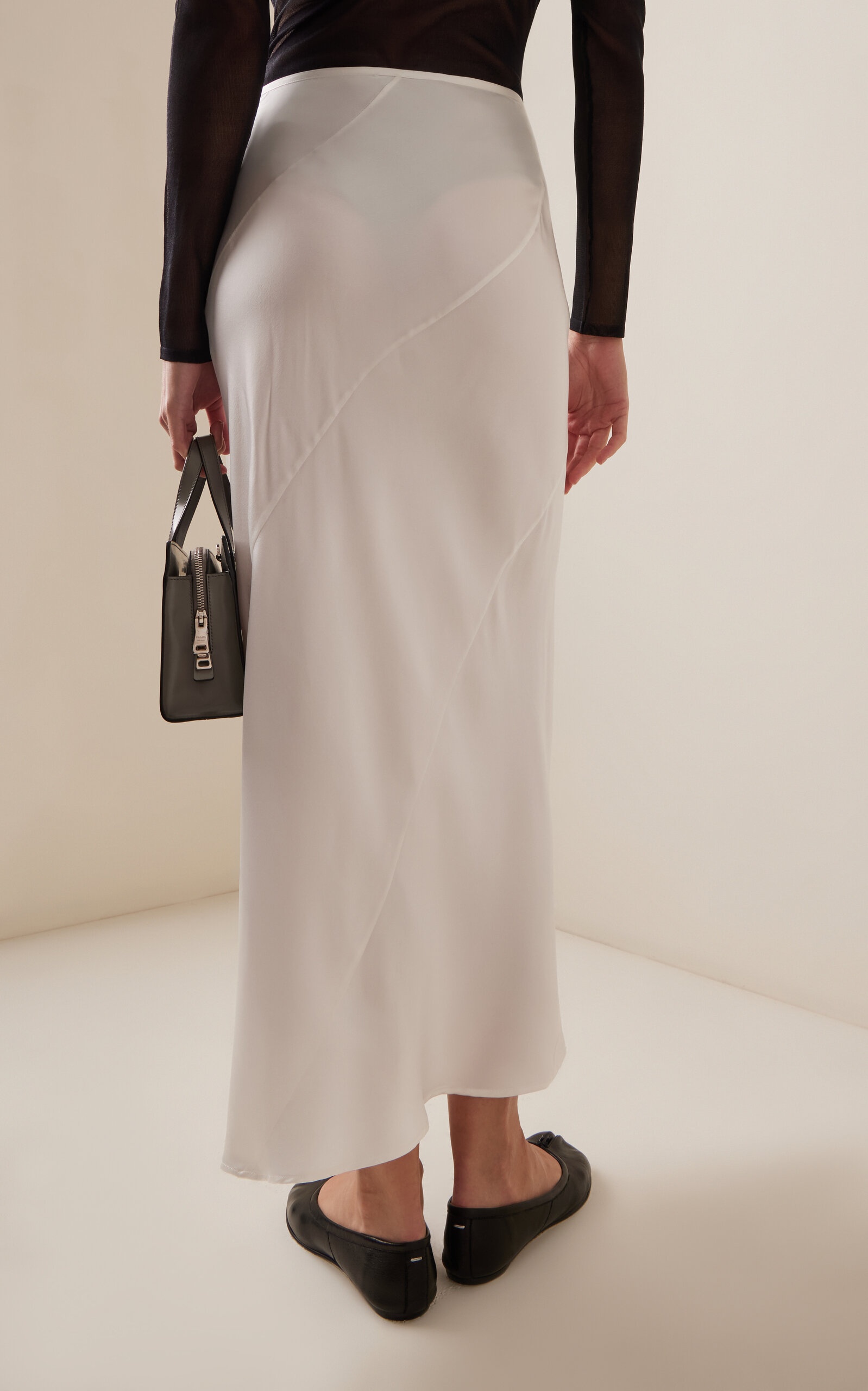 Spiral Bow-Detailed Silk Midi Skirt ivory - 4
