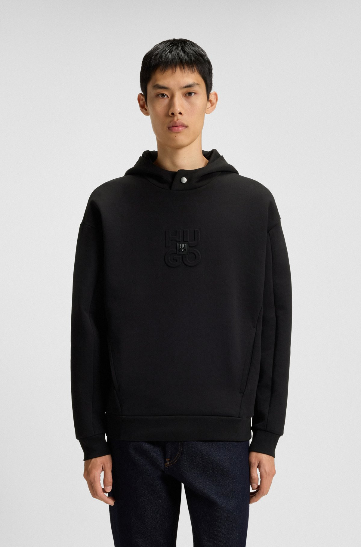 INTERLOCK HOODIE WITH STACKED LOGOS - 2