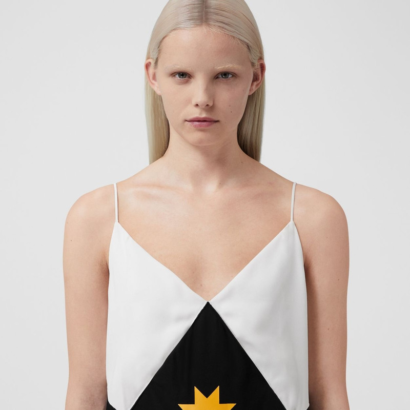 Panel Detail Geometric Print Satin Slip Dress 7