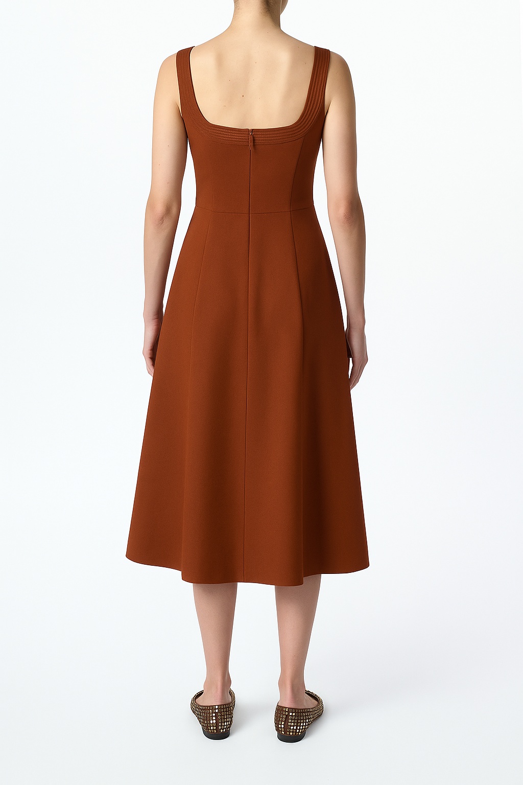 Adaline Midi Dress in Cognac Soft Wool - 3