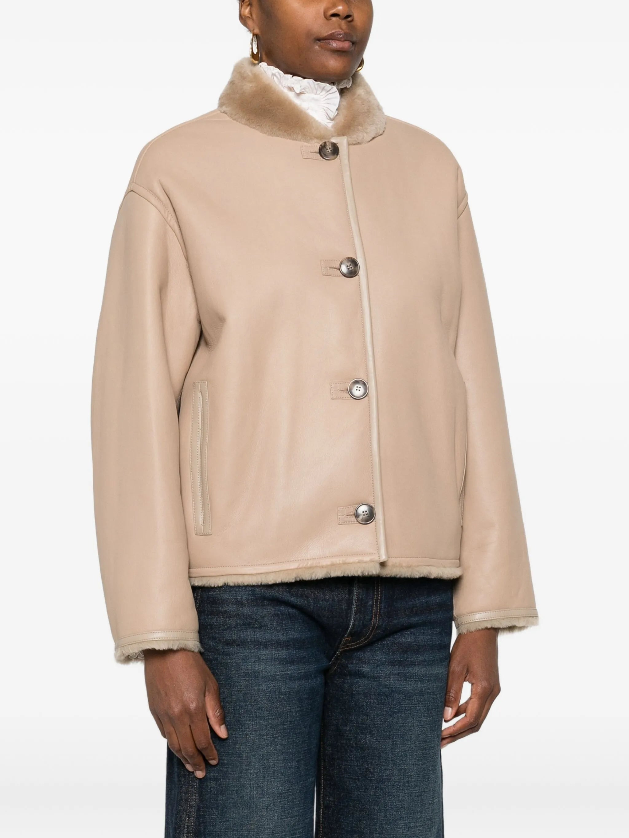 Yves Salomon Fur-collar Buttoned Coat - 5