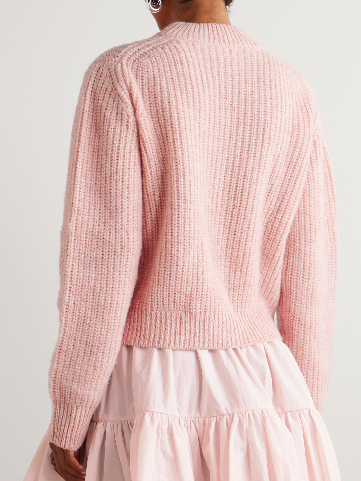 Appliquéd wool sweater Pastel pink - 4