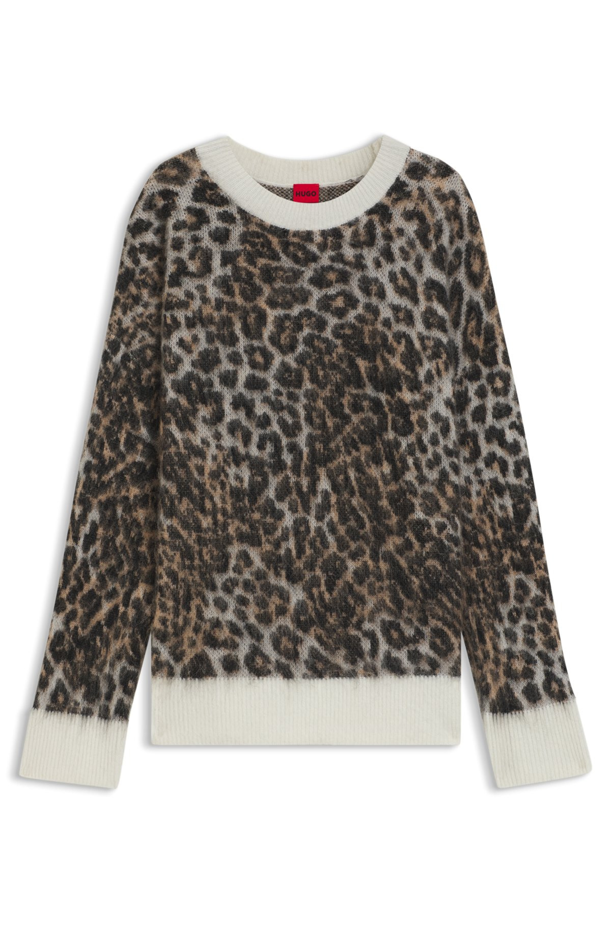 LOOSE-FIT KNITTED SWEATER WITH LEOPARD JACQUARD - 1