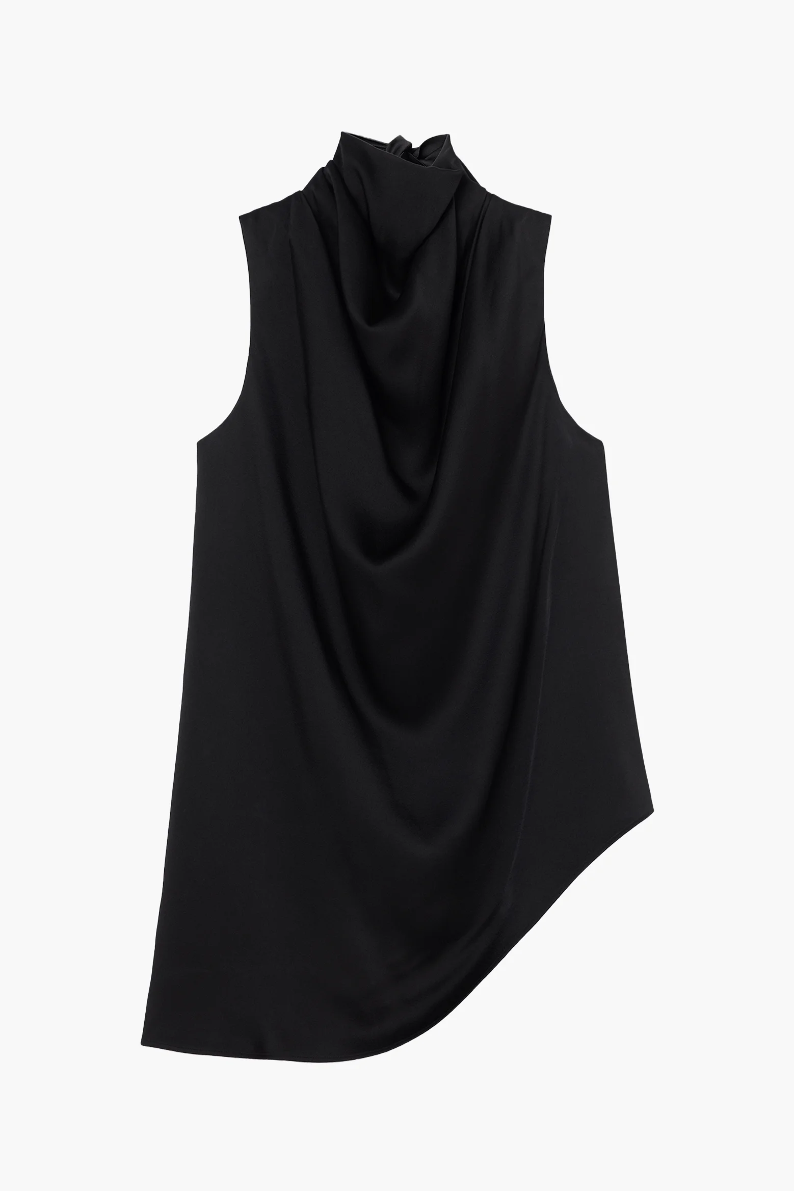 SLEEVELESS DRAPED SATIN TOP - 1