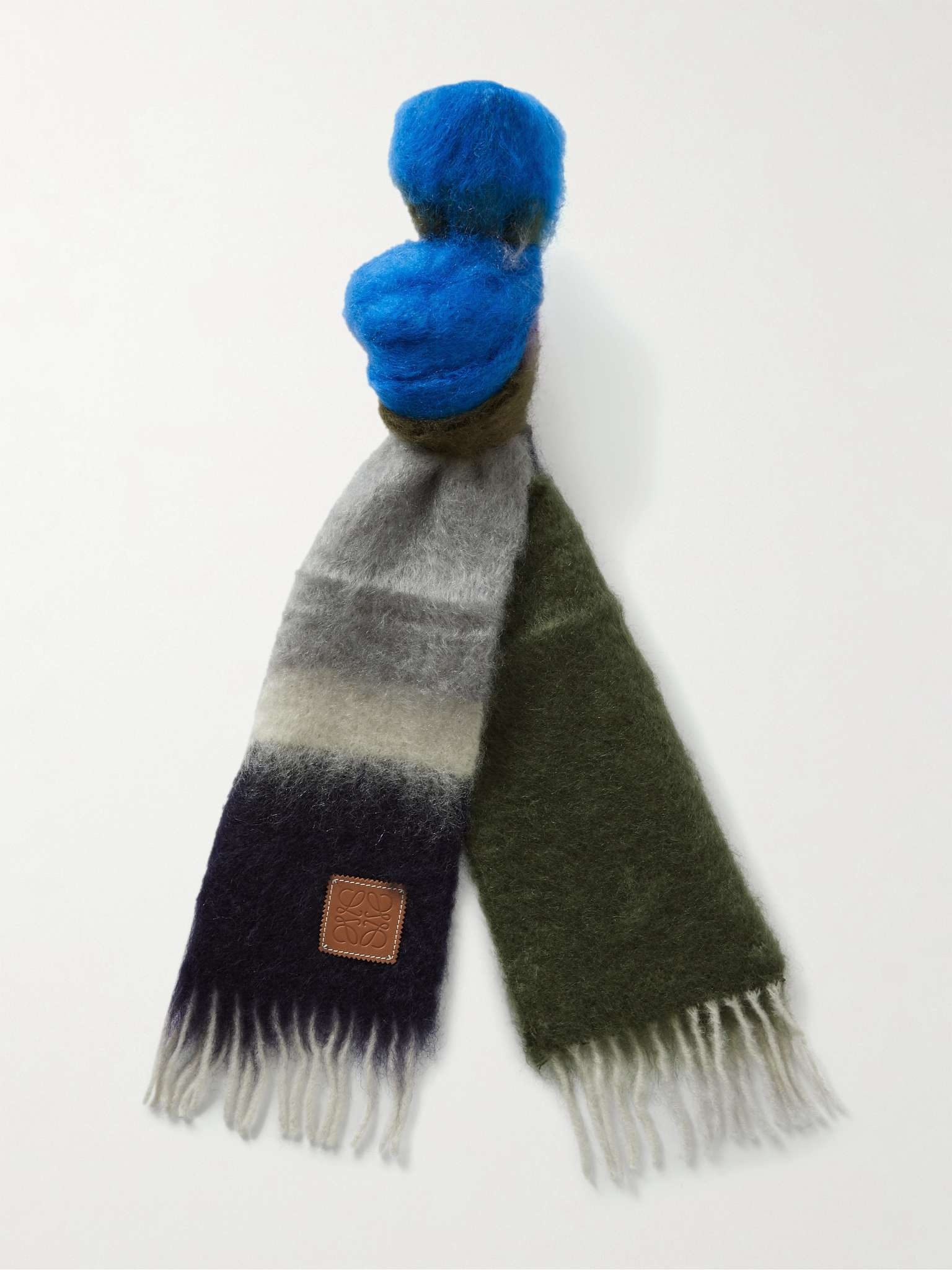 Logo-Appliquéd Fringed Striped Mohair-Blend Scarf - 4