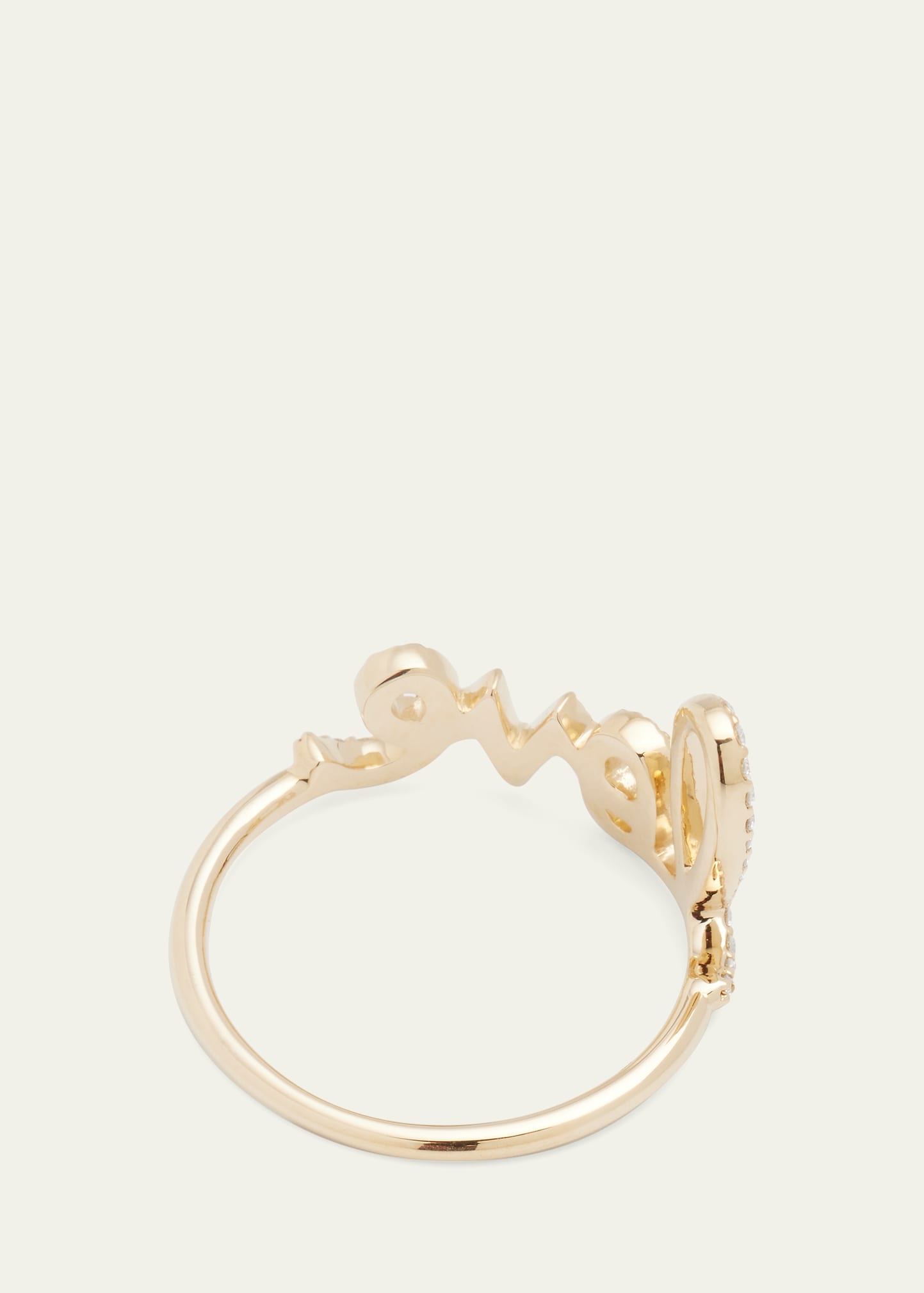Large Love 14K Gold Ring with Diamonds - 4