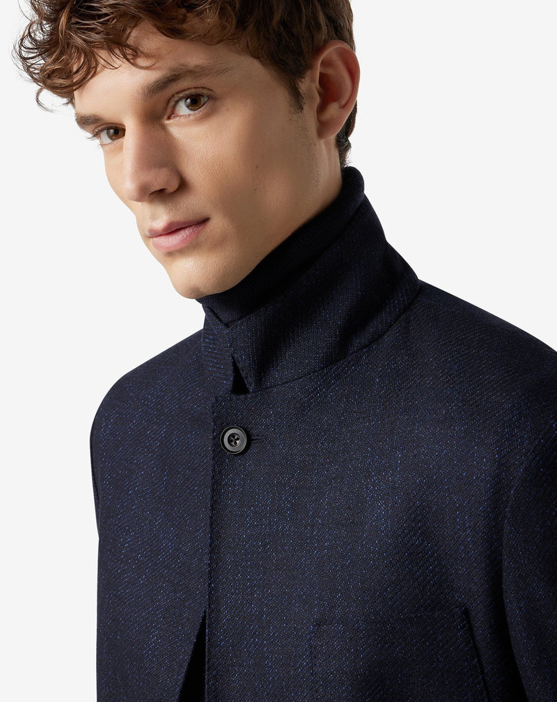 Blue wool, cashmere and stretch silk twill jacket 4