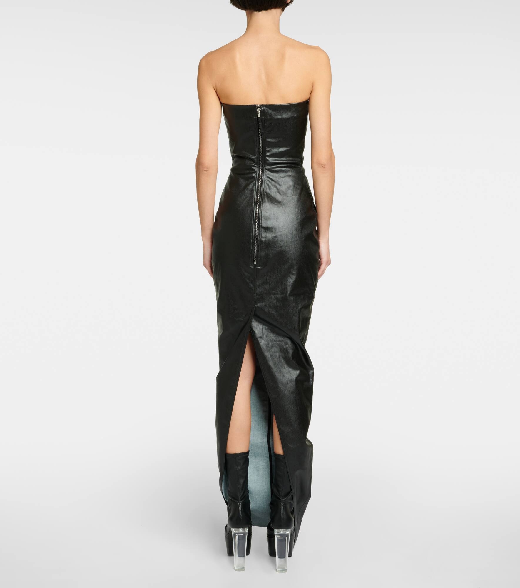 Bustier-detail denim gown - 3