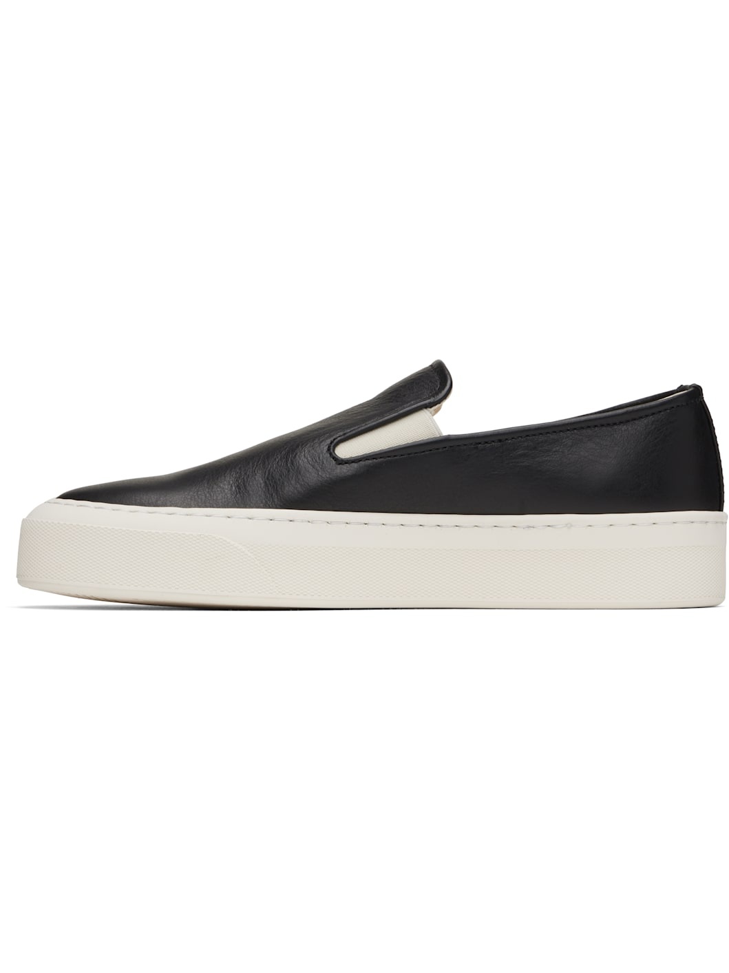 Black Leather Slip-on Sneakers - 3