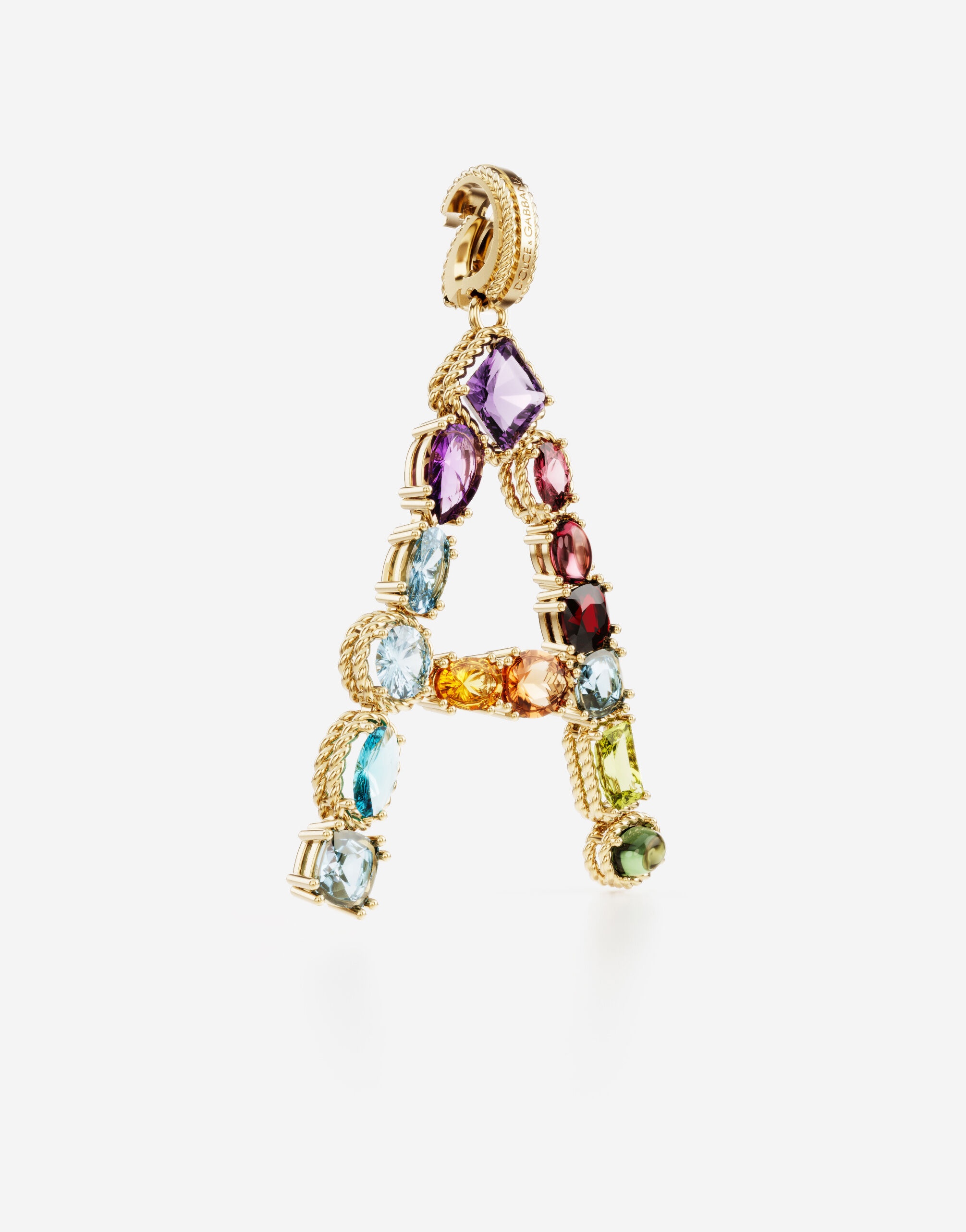 Charm A Lettering 18-carat yellow gold and multicolored gems - 2
