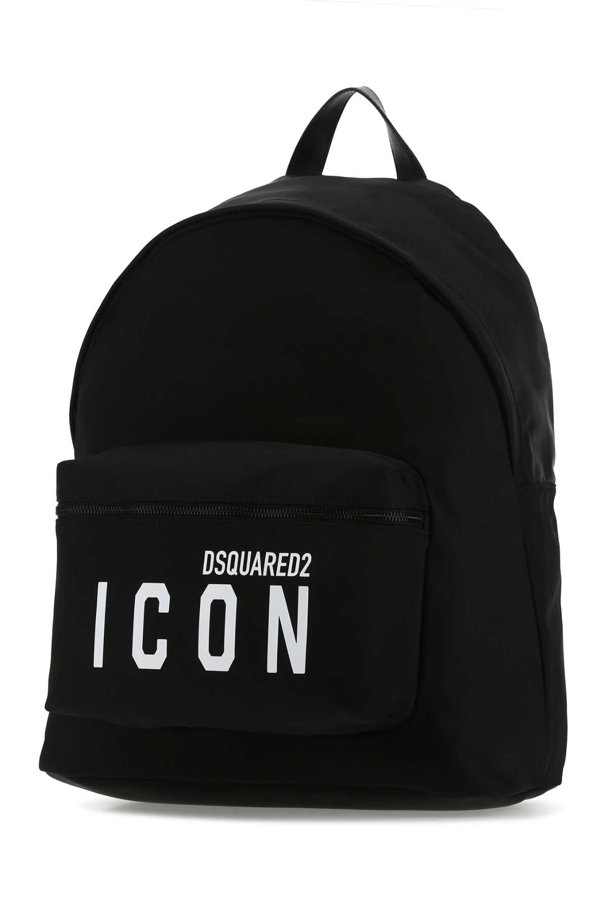 Dsquared Men Black Fabric Be Icon Backpack - 2