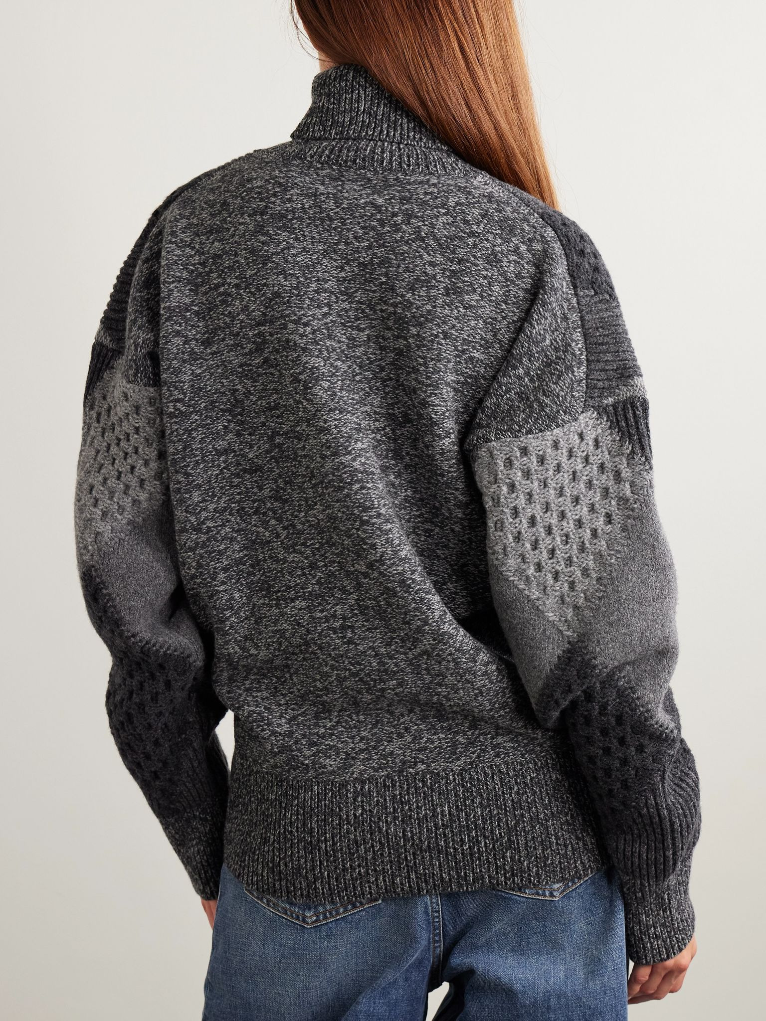 Argyle wool turtleneck sweater Gray - 3
