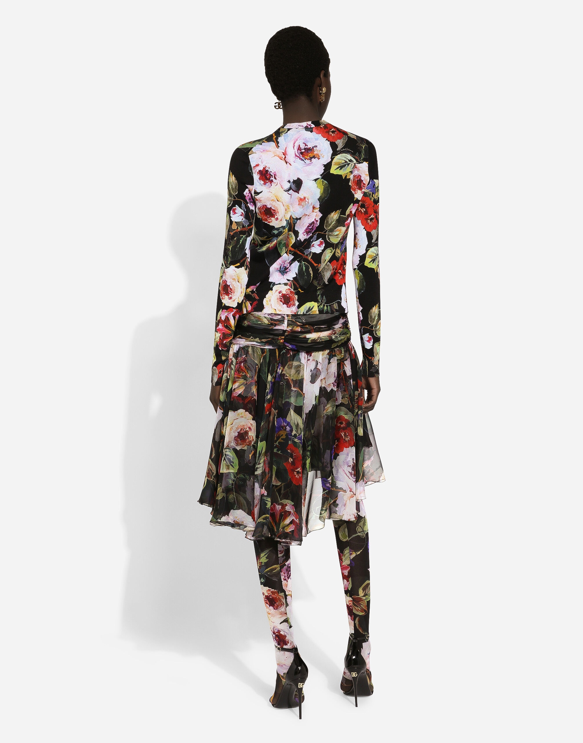Silk cardigan with rose garden print - 3