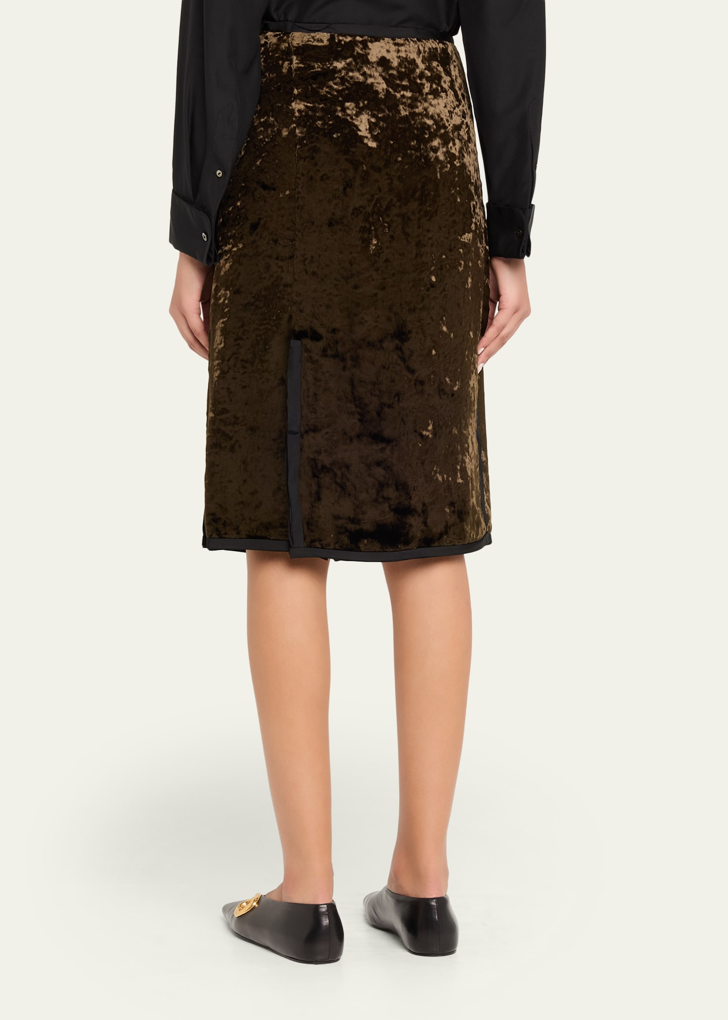 Crushed Velvet Slit Skirt - 3