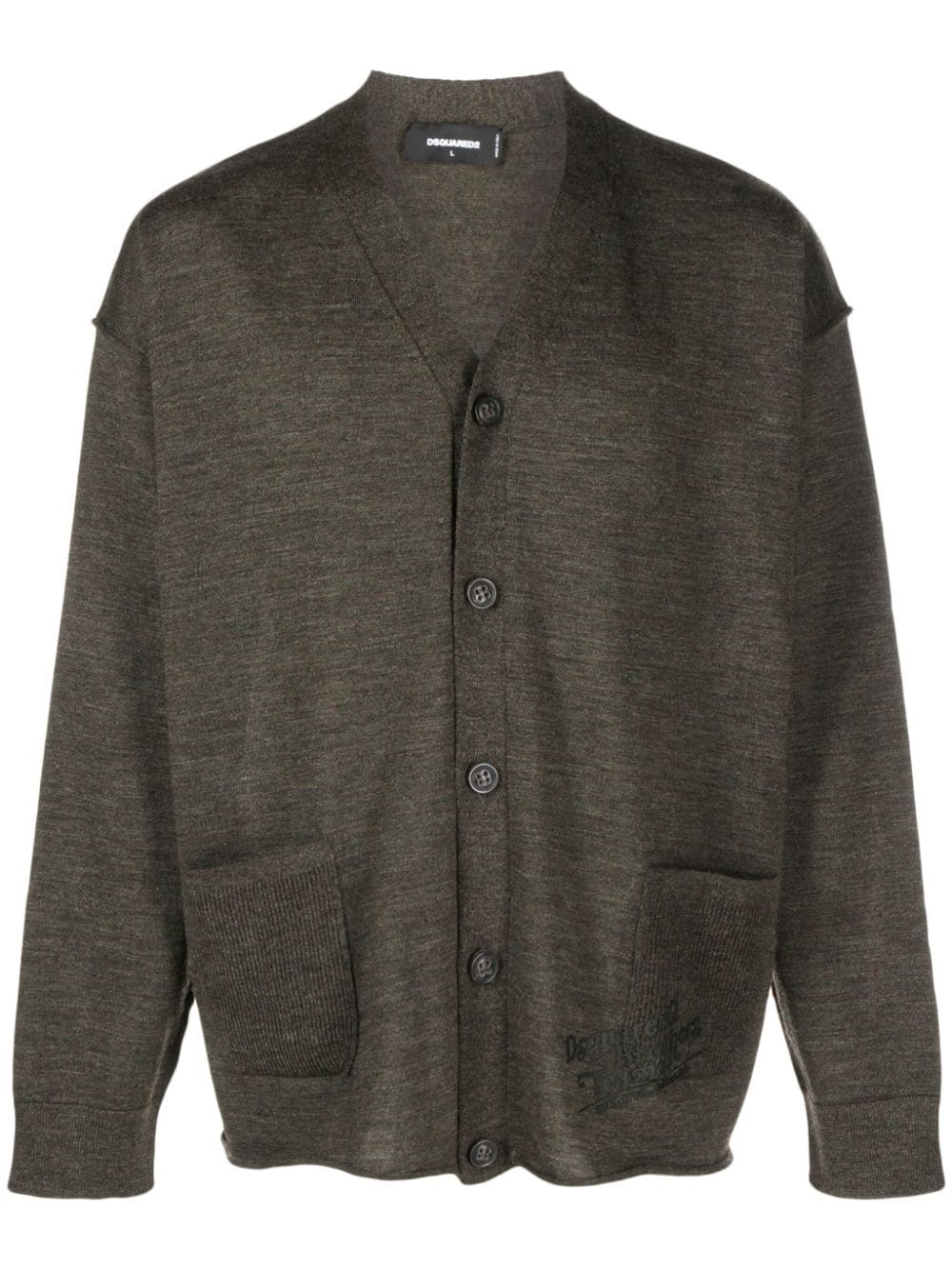 V-neck virgin wool cardigan - 1