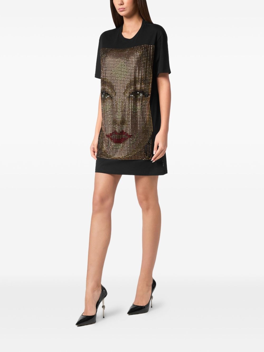 rhinestone-embellished jersey dress - 2