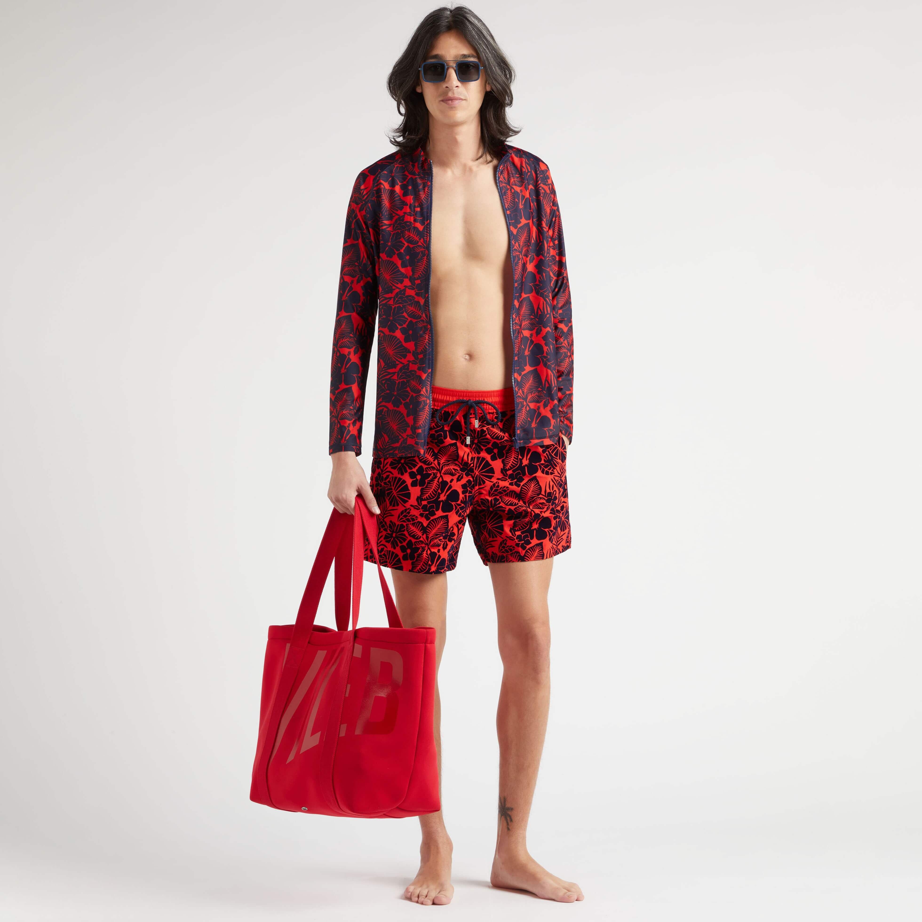 Men Swim Trunks Flocked Flowers - 5