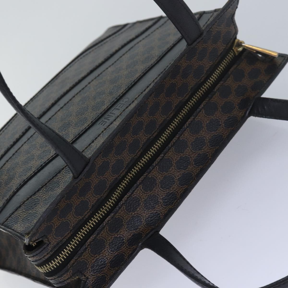 CELINE Macadam Canvas Hand Bag Pvc Leather Black - 6