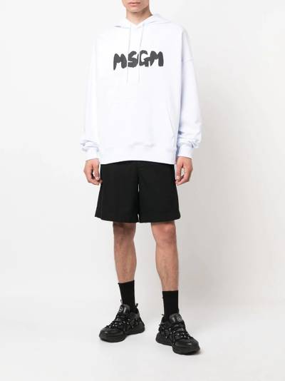 MSGM logo-print cotton hoodie outlook