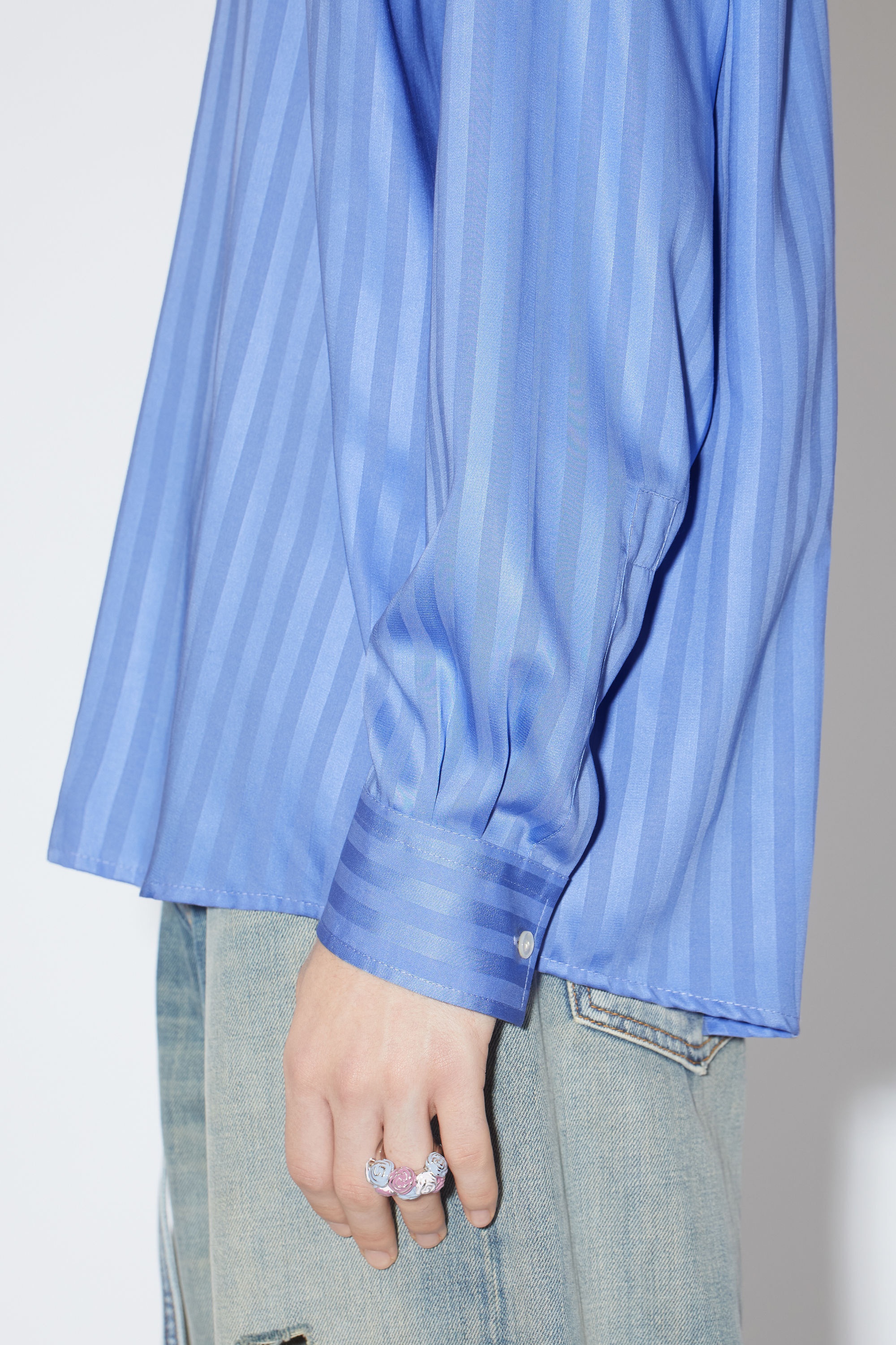 Button-up stripe shirt - Cornflower blue - 4