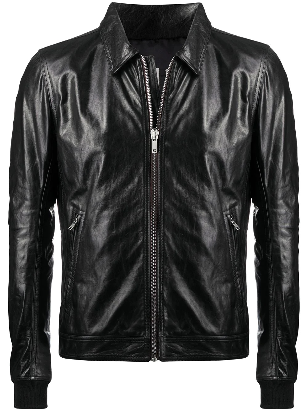 zipped biker jacket - 1