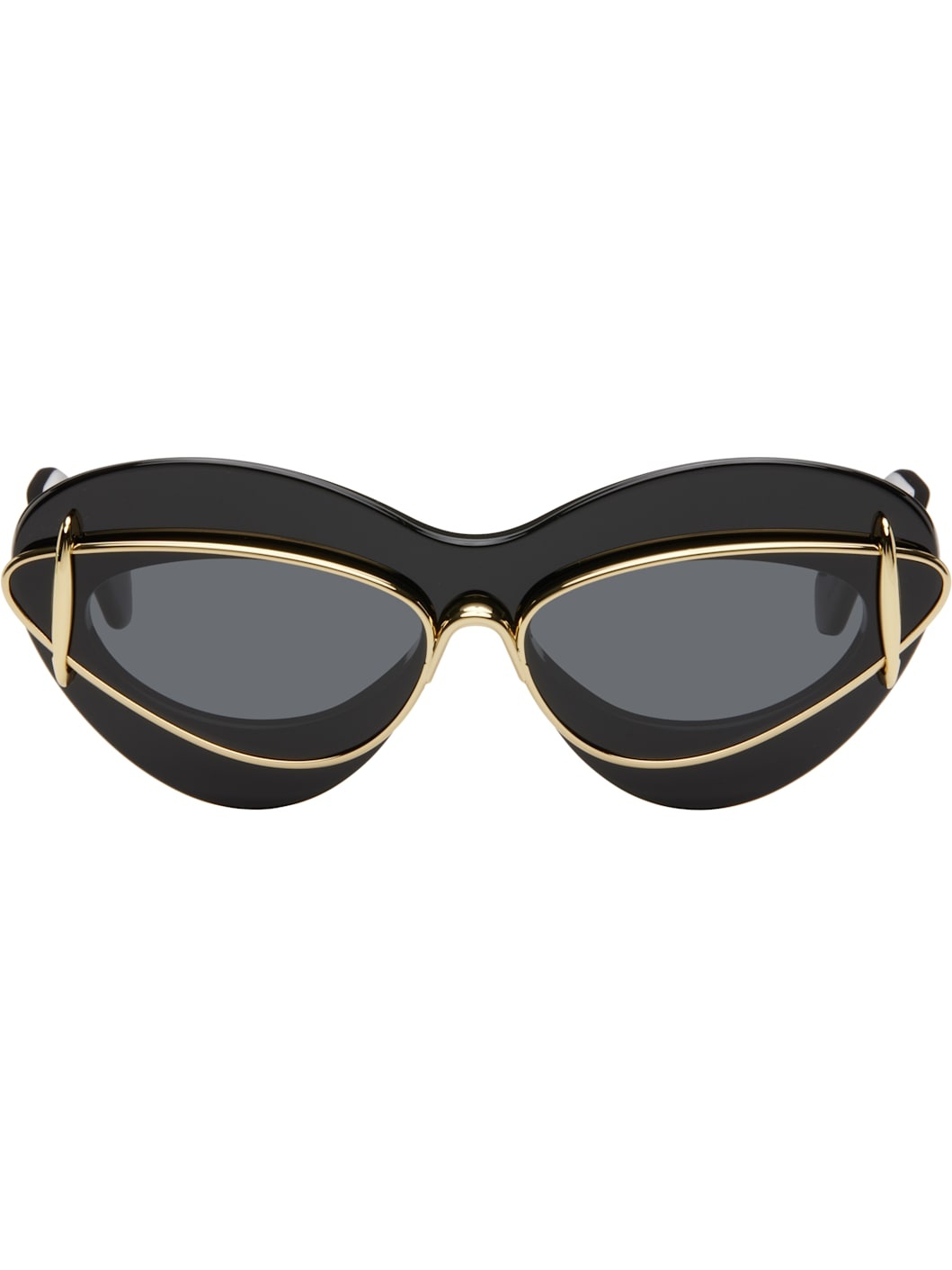 Black Cateye Double Frame Sunglasses - 1