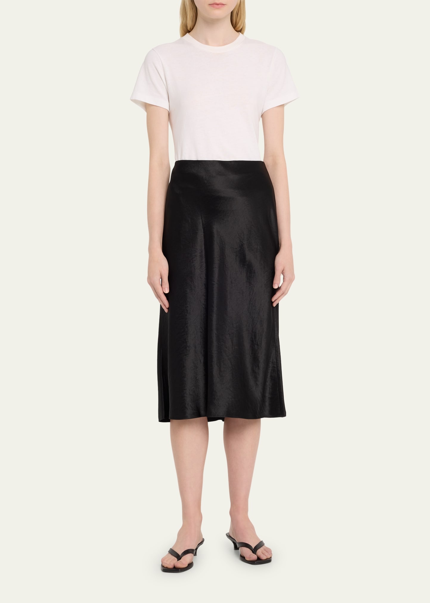 Satin Slip Midi Skirt - 1