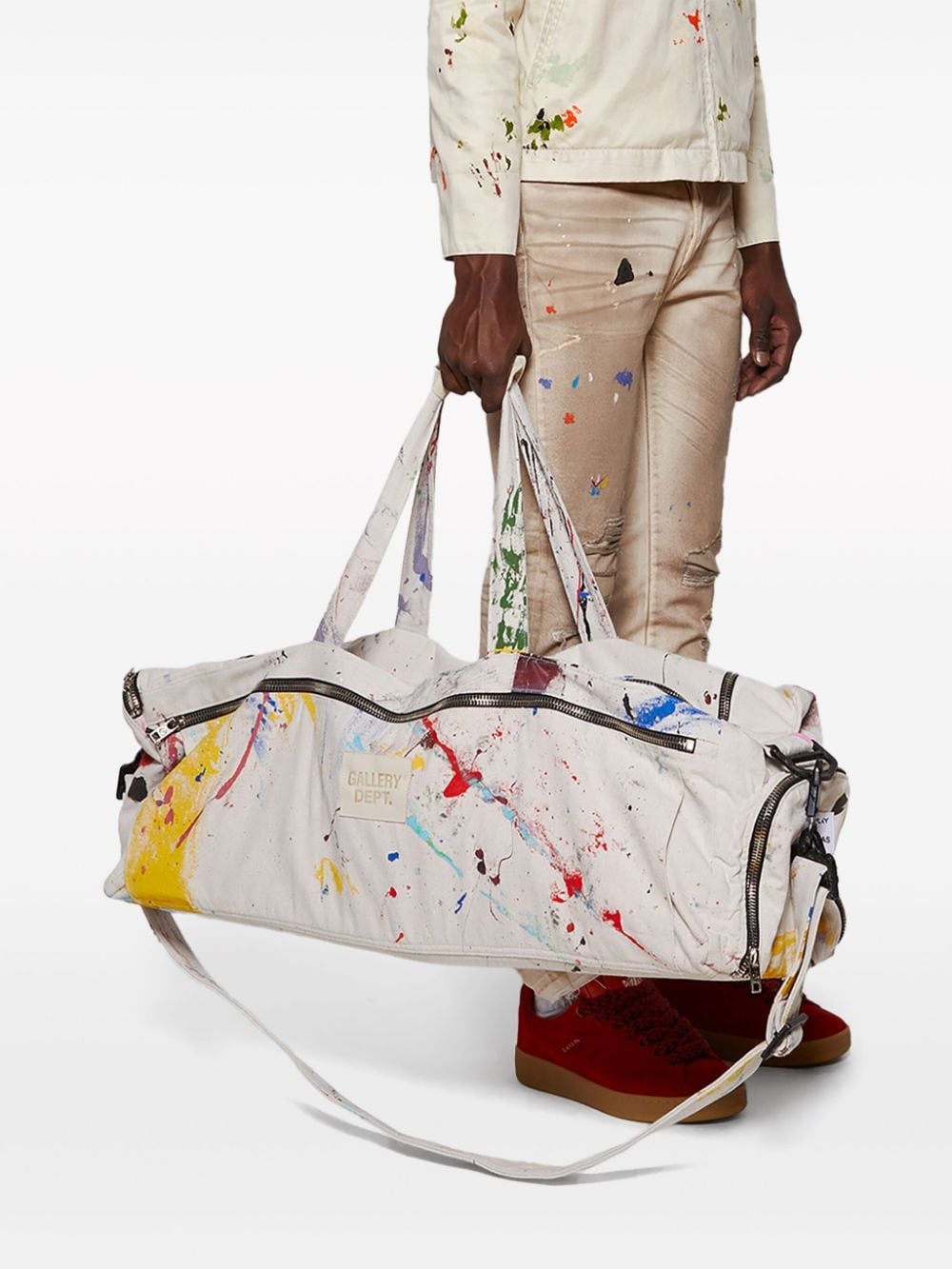 paint-splatter cotton duffle bag - 3