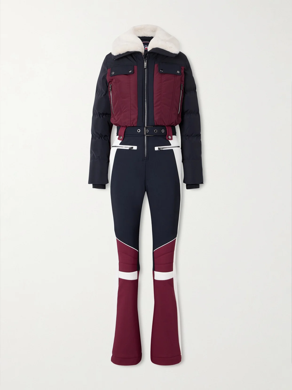 Karei Belted Plush-trimmed Padded Shell Ski Suit - 1