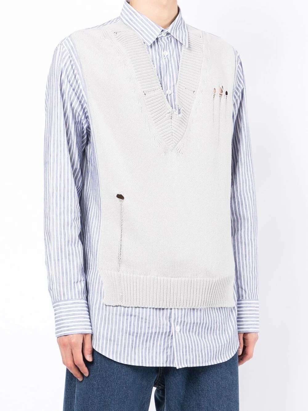 destroyed spliced knit shirt - 3