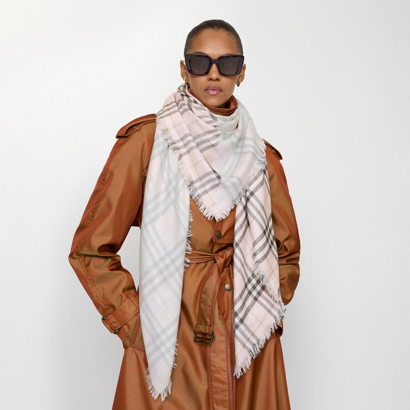 Check Wool Silk Scarf 3