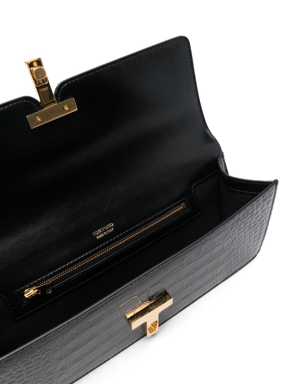 embossed crocodile-effect clutch bag - 5