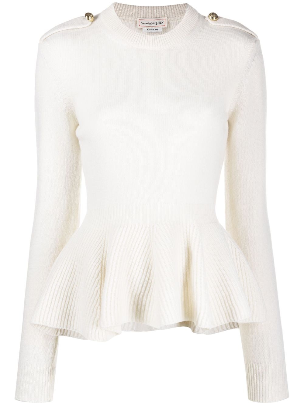 ribbed-knit peplum-hem jumper - 1