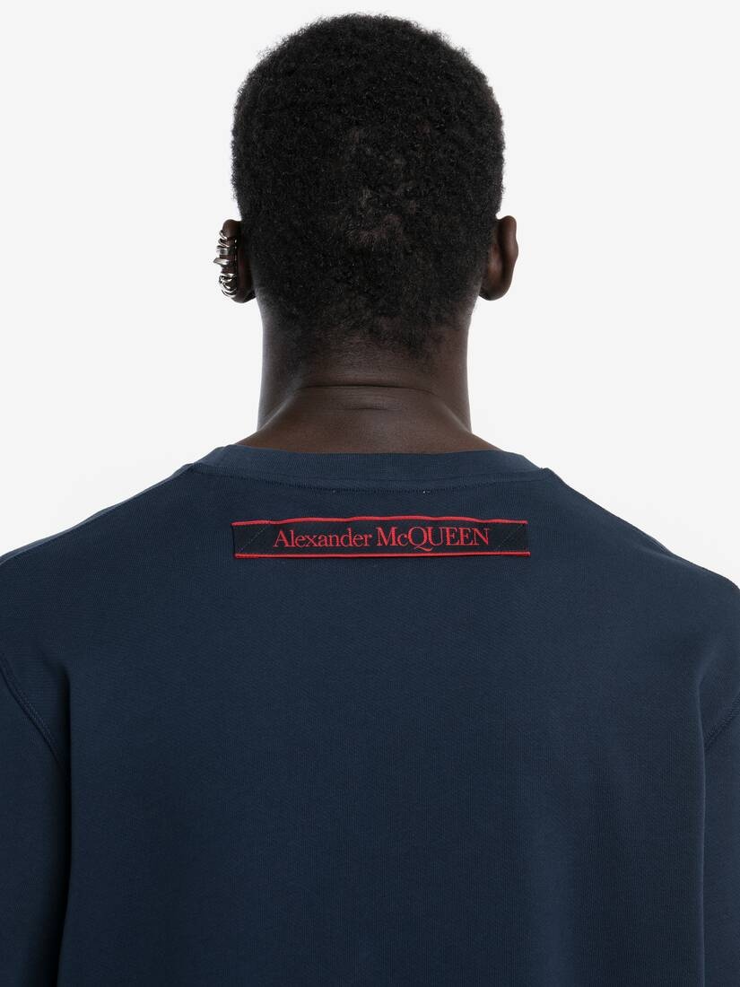 Selvedge Logo Tape Sweatshirt in Ink Blue - 6