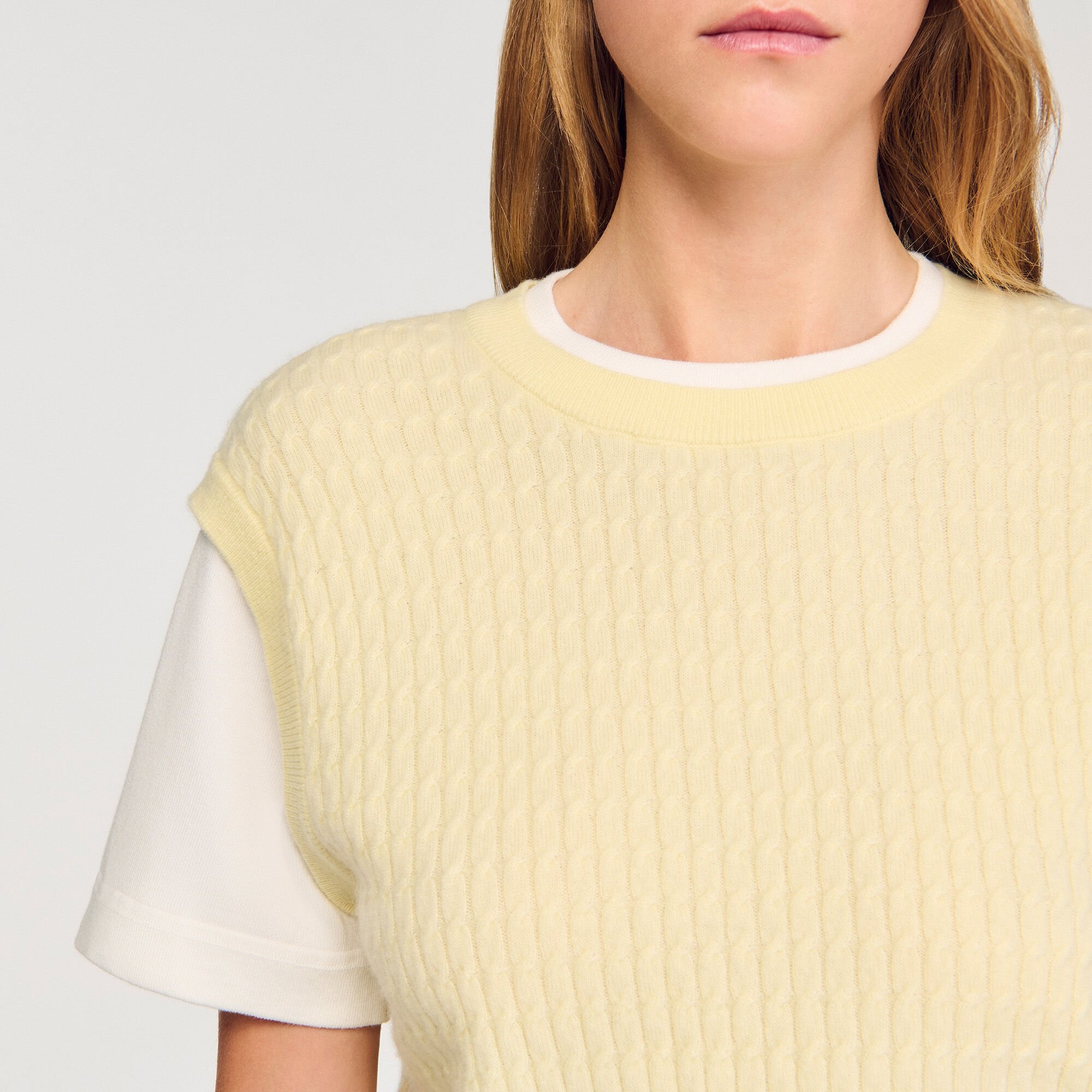 DUAL-MATERIAL KNIT SWEATER - 3