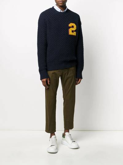 DSQUARED2 chunky knit number patch jumper outlook