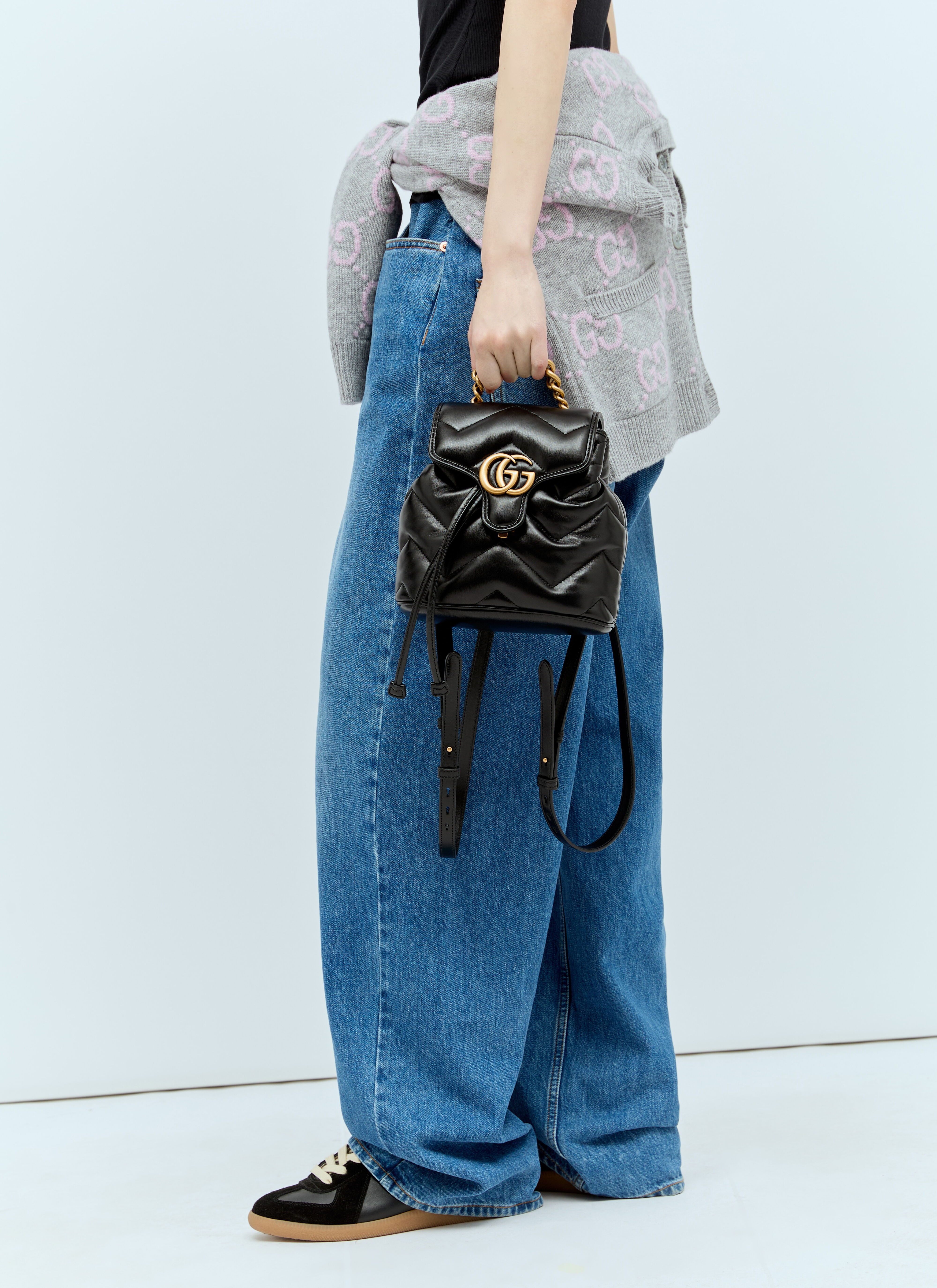 【GUCCI】GG MARMONT MATELASSE BACKPACK Gucci GG Marmont Backpack Matelasse Dusty Pink in Calfskin