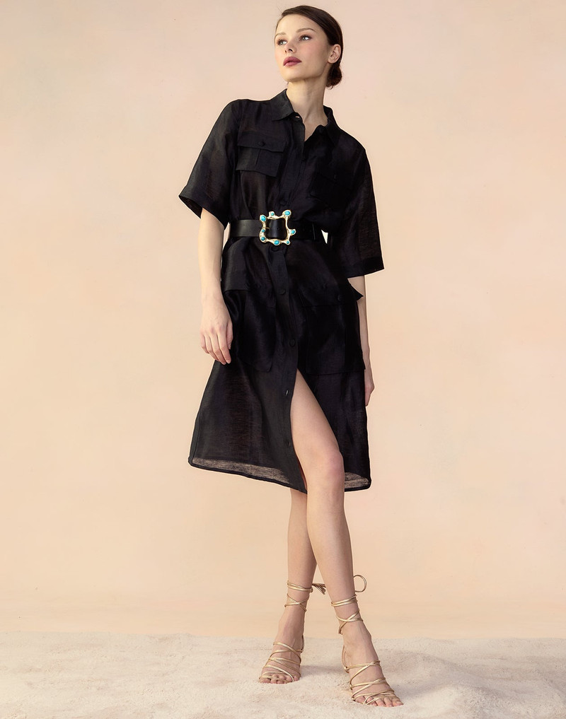 Lisbon Silk Linen Shirt Dress 1