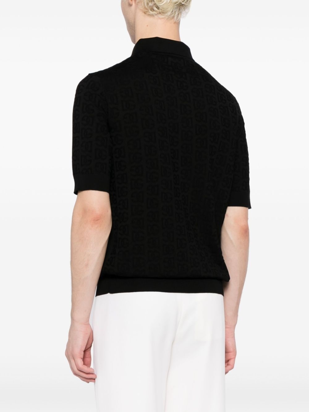 monogram-jacquard silk polo shirt - 4
