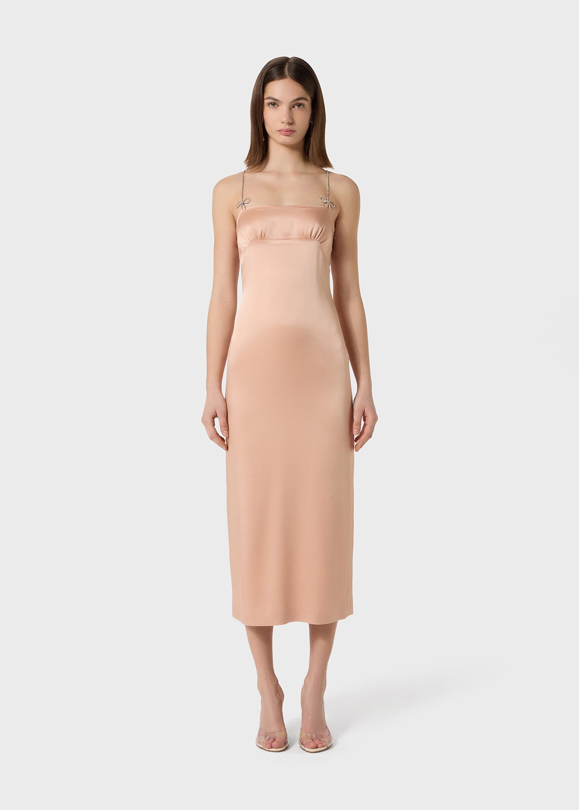 MIDI DRESS IN SATIN WITH RHINESTONE DETAILS - 3