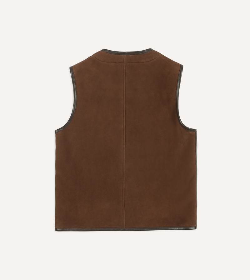 Brown Suede Shearling Vest 6