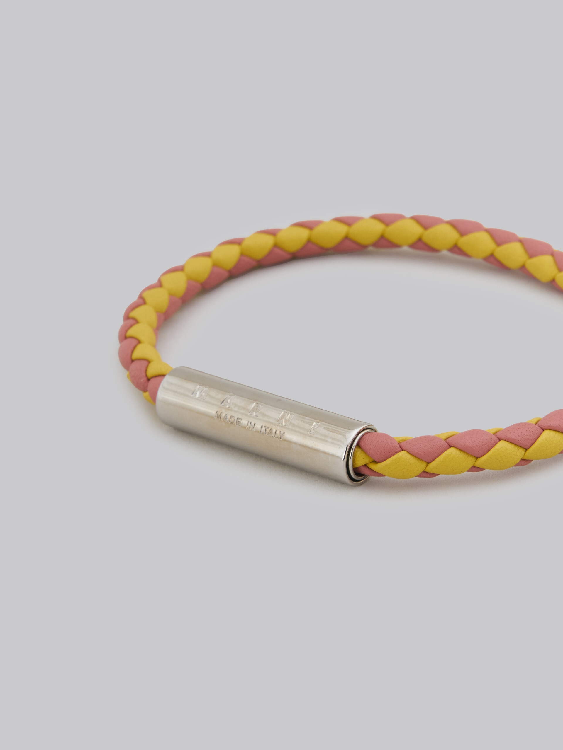 YELLOW AND PINK WOVEN LEATHER BRACELET - 4