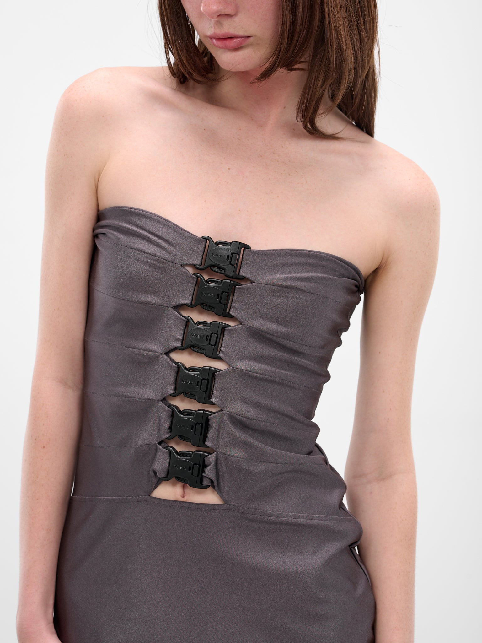 Gray Multi Buckle Midi Dress - 5