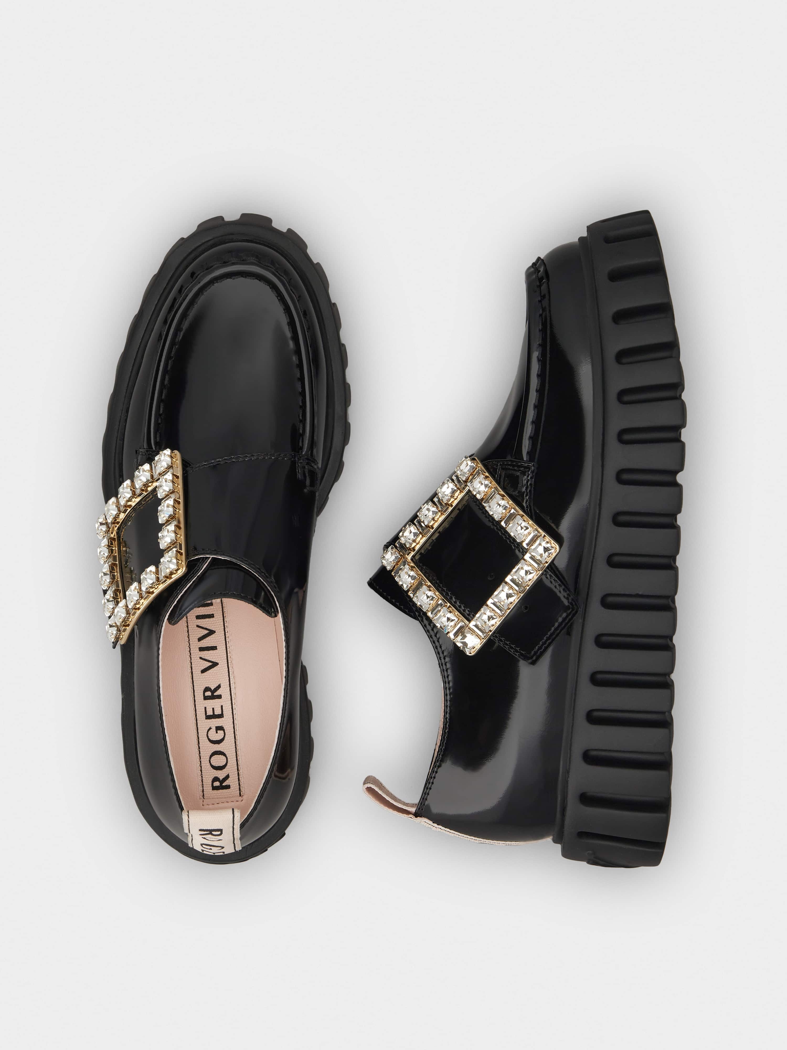 Viv’ Go-Thick Strass Buckle Loafers in Patent Leather - 7