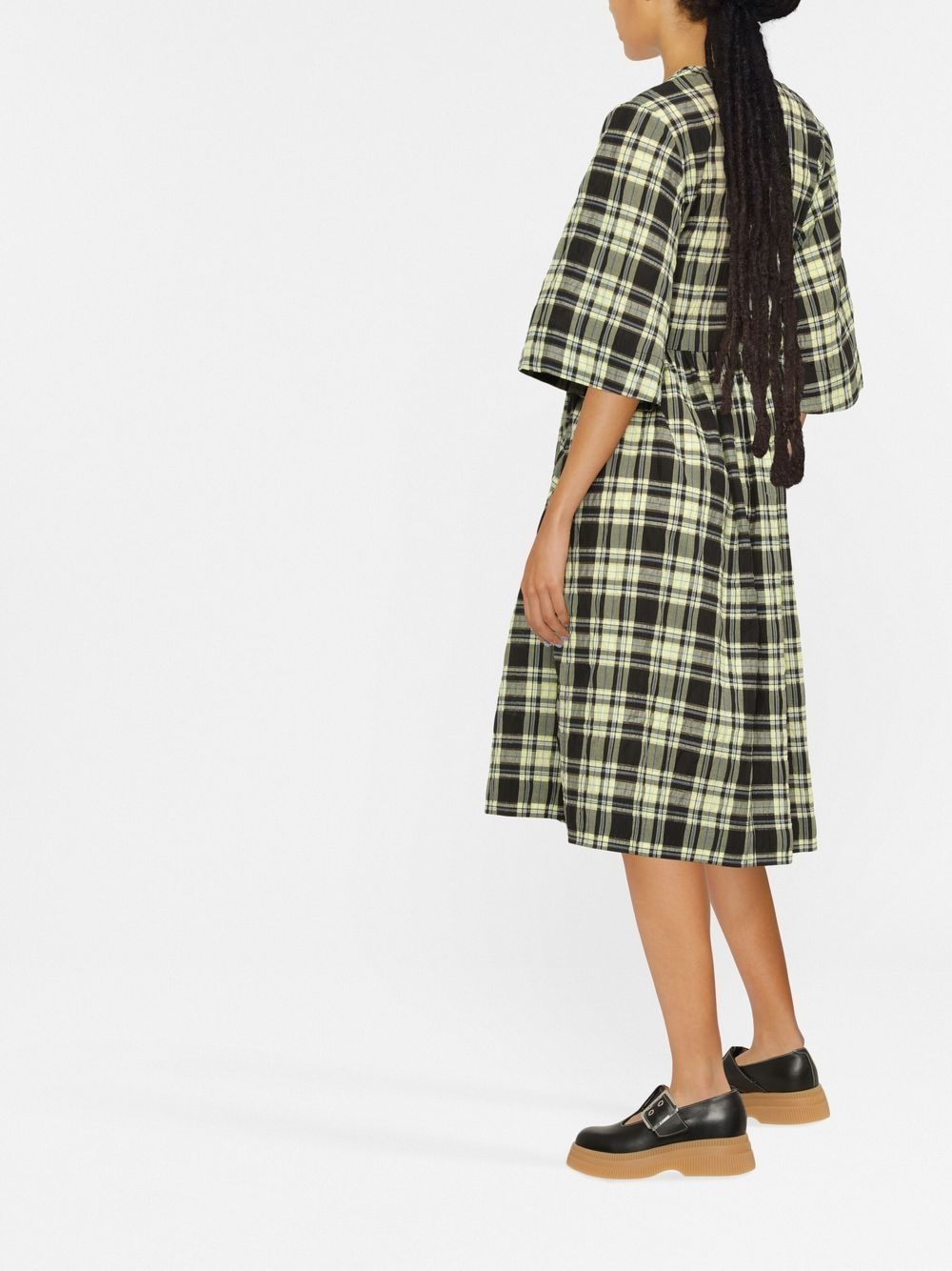 seersucker check midi dress - 4