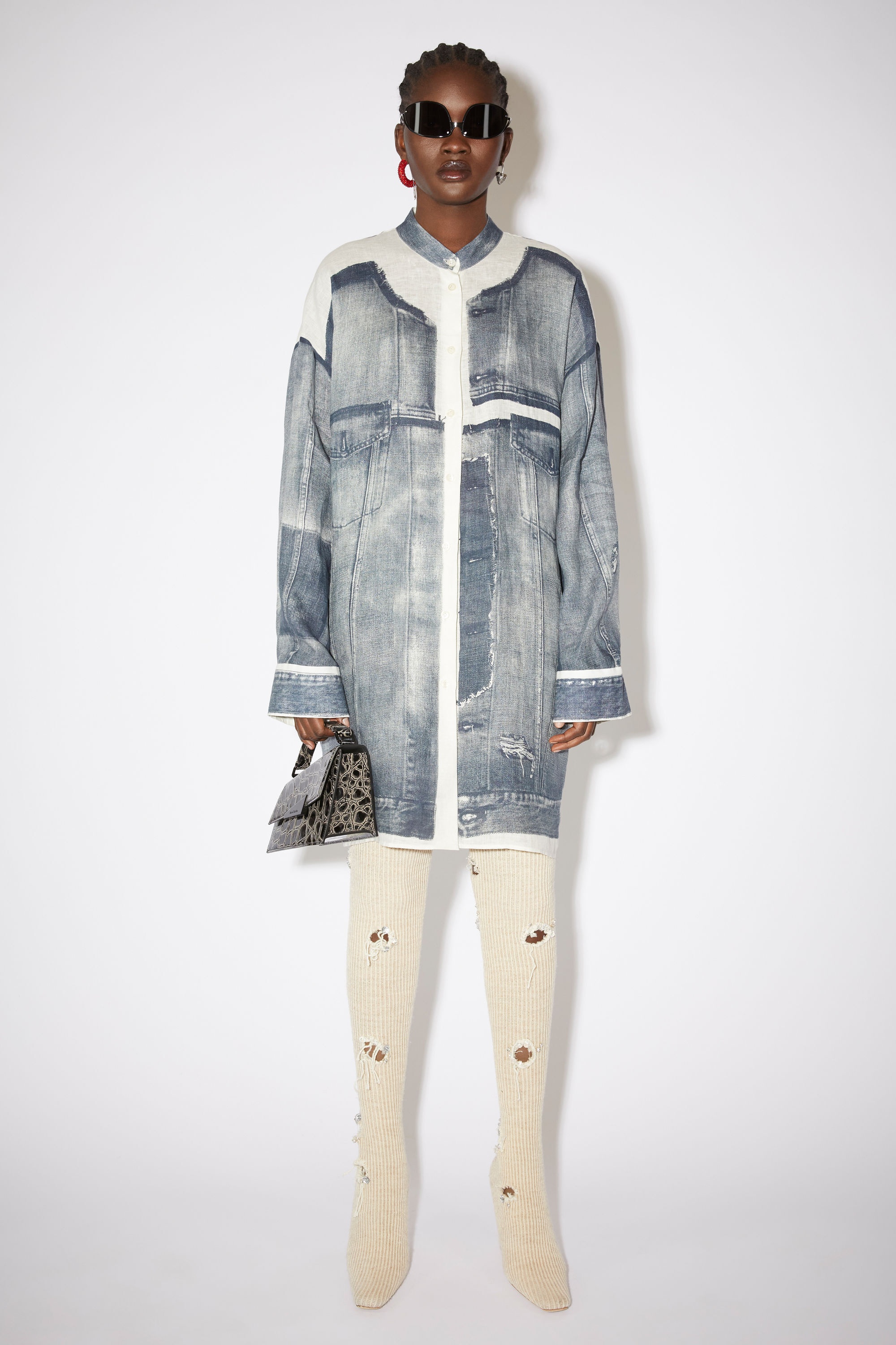 Denim print shirt dress - Denim blue - 2