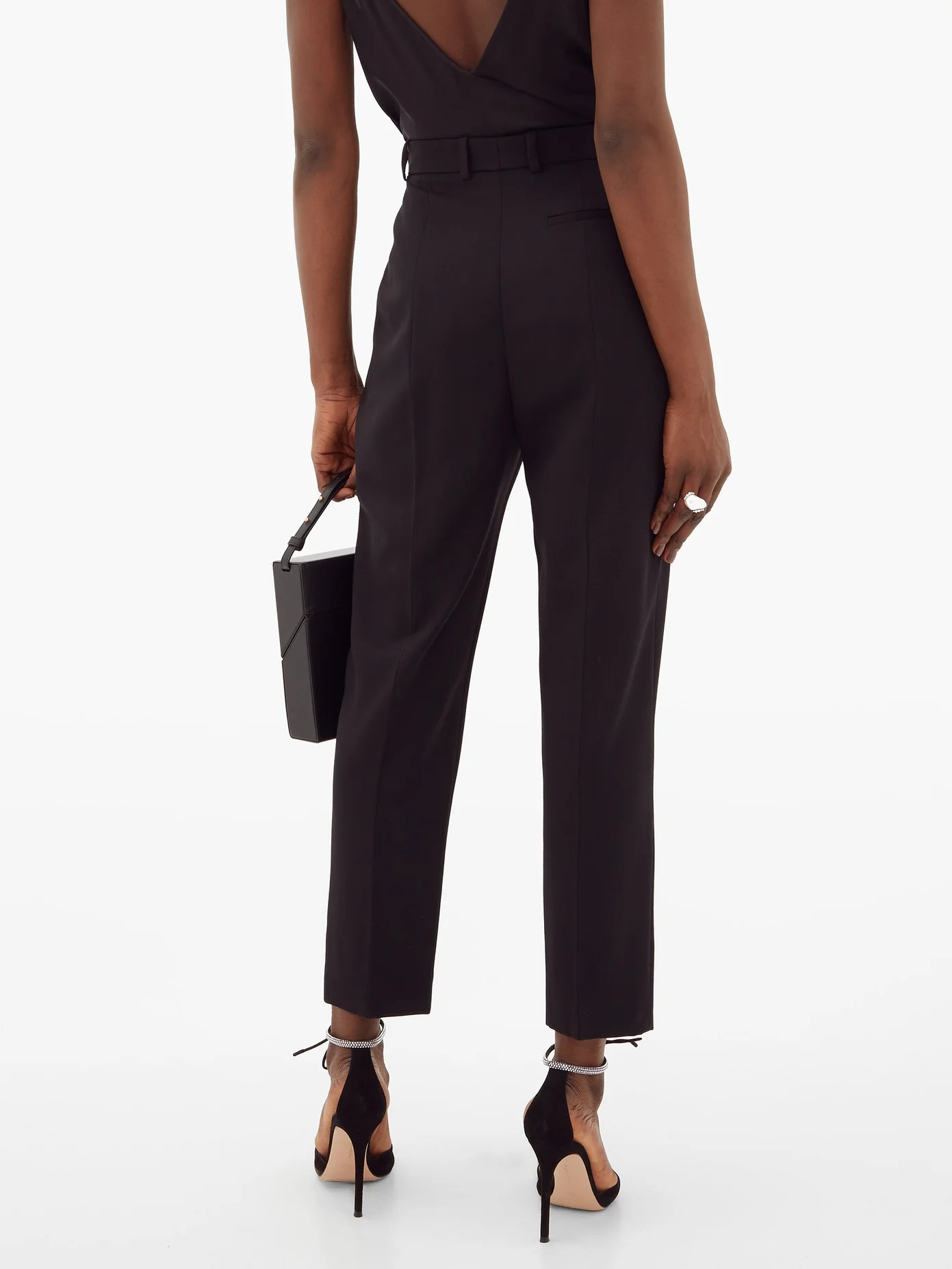 Tailored grain-de-poudre wool cigarette trousers - 6